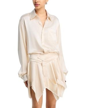 T By Alexander Wang Alexanderwang. T Silk Cut Off Double Shirt Dress - Natural