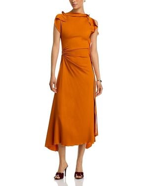 Victoria Beckham Drape Sleeve Mid Dress - Orange
