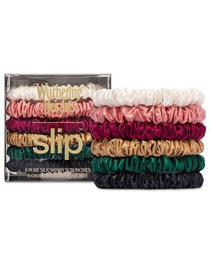 Slip X Pure Silk Skinny Scrunchies, Set Of 6 - Red
