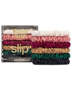Slip X Pure Silk Skinny Scrunchies, Set Of 6 - Red