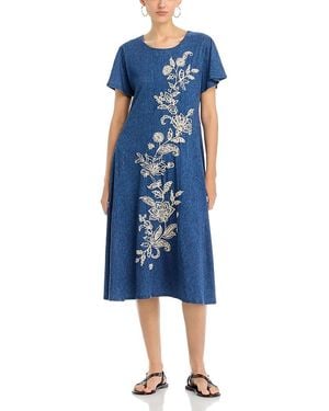 Johnny Was Elowen Embroidered Dress - Blue
