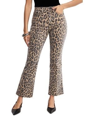 GOOD AMERICAN Good Standard Kick Flare Leopard Jeans - Black