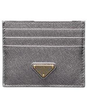 Prada Saffiano Leather Card Holder - Gray