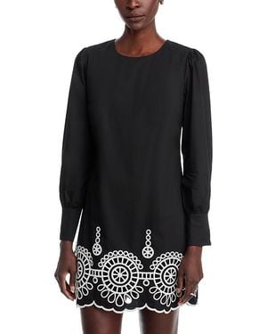 Koko + Mason Embroidered Long Sleeve Mini Dress - Black