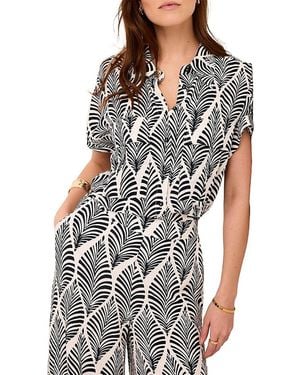 Mint Velvet Leaf Print Resort Shirt - Blue