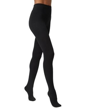 Hue Flat Knit Sweater Tights - Black