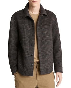 Vince Textured Plaid Shirt Jacket - Black