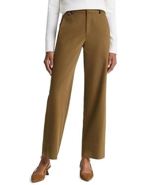 Vince Mid Rise Faux Leather Trim Trousers - Natural