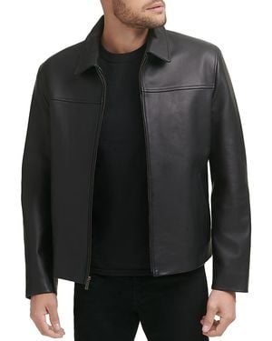 Cole Haan Zip Front Leather Jacket - Black
