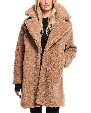 Sam. Sherpa Mid-Length Teddy Coat - Brown