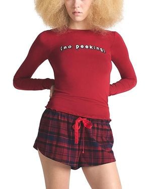 Skims Top & Plaid Shorts Pyjama Set - Red
