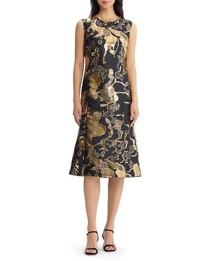 Ming Wang A-Line Shimmer Sequin Woven Dress - Multicolor