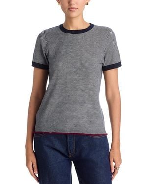 Majestic Filatures Cashmere Striped Short Sleeve Tee - Gray