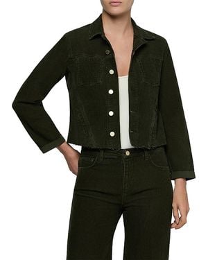 L'Agence Janelle Cotton Stretch Slim Raw Edge Jacket - Black