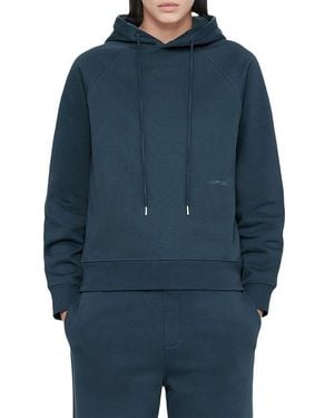AllSaints Lily Cotton Embroidered Hoodie - Blue