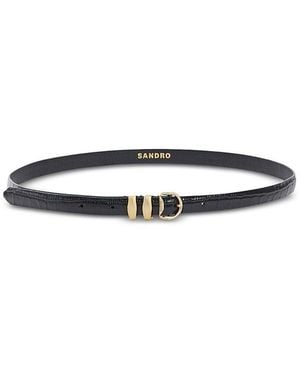 Sandro Flo Croc Embossed Leather Belt - White
