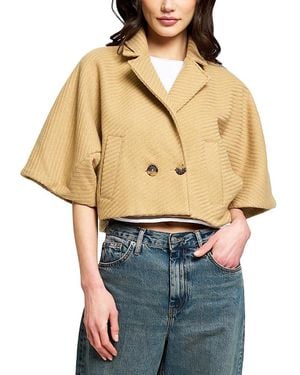 Central Park West Lyla Short Sleeve Cape Jacket - Natural