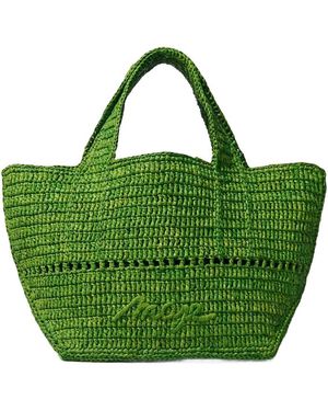 Maje Crocheted Raffia Mini Tote - Green