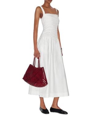 Reformation Nesta Cotton-Blend Square Neck Dress - Red