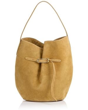 Liffner Belted Large Suede Bucket Bag - Natural
