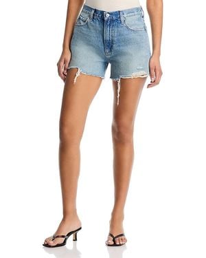 PAIGE Archie Raw Hem Denim Shorts - Blue