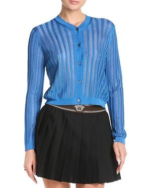 Versace Mesh Ribbed Cardigan - Blue