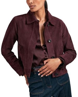 Reiss Sonny Fitted Suede Jacket - Red