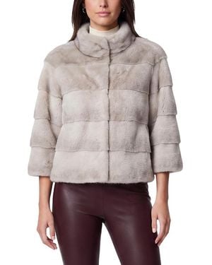Lyla Grant Faux Fur Mink Jacket With Cropped Sleeves - Red