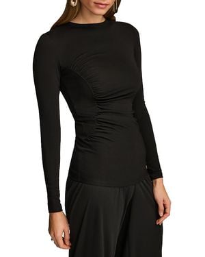 Donna Karan Donna Karan Long Sleeve Gathered Stretch Crepe Tee - Black