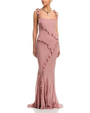Paris Georgia Basics Silk Ruffled Dress - Red