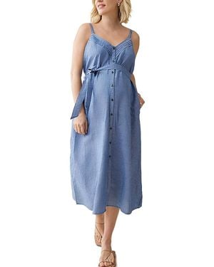 Ingrid & Isabel Maternity Button Front Dress - Blue