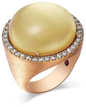 Roberto Coin 18K Cocktail Lemon Quartz & Diamond Halo Ring - White