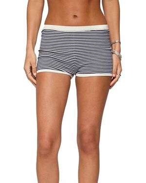 Edikted Saylor Striped Knit Shorts - Blue