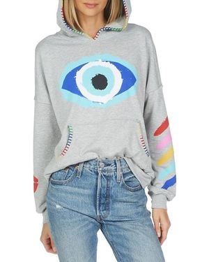 Lauren Moshi Raya Painted Evil Eye Hoodie - Blue