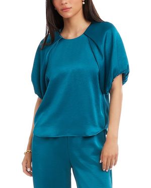 Karen Kane Puff Sleeved Satin Top - Blue