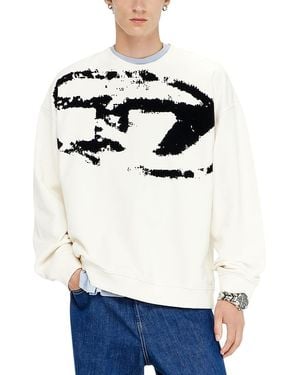 DIESEL Cotton Oval D Flock Print Crewneck Sweatshirt - White