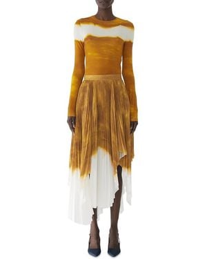 Jason Wu Painted Stripe Pleated Asymmetrical Skirt - Metallic