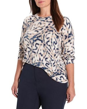 NIC+ZOE Blurry Leaf Supersoft Sweater - Blue
