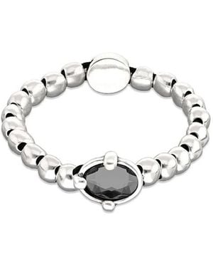 Uno De 50 Sterling Plated Ball Elastic Bracelet With Faceted Crystal - White