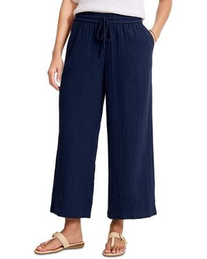 Tommy Bahama Cotton Gauze High Rise Wide Leg Pants - Blue
