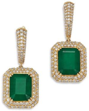 Bloomingdale's Fine Collection Diamond & Emerald Earrings - Green