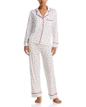 Aqua Long Sleeve Pajama Set - White