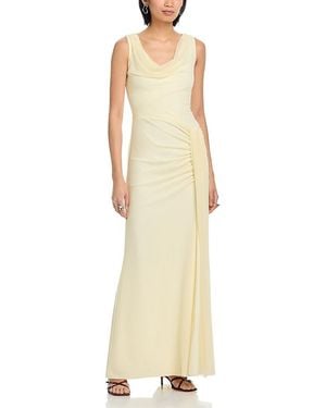 Aqua Cowl Neck Mesh Dress - Natural