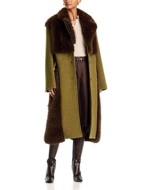 3.1 Phillip Lim Faux Fur Trim Belted Top Coat - Green