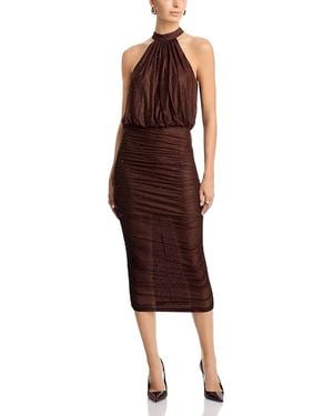 Aqua Sparkle Halter Dress - Brown