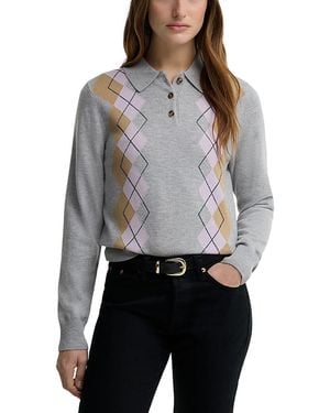 Barbour Fawne Wool Argyle Knit Sweater - Gray