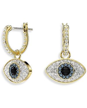 Swarovski Symbolica Crystal Evil Eye Charm Hoop Earrings - Metallic