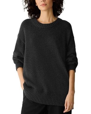 Eileen Fisher Cotton & Cashmere Crewneck Sweater - Black