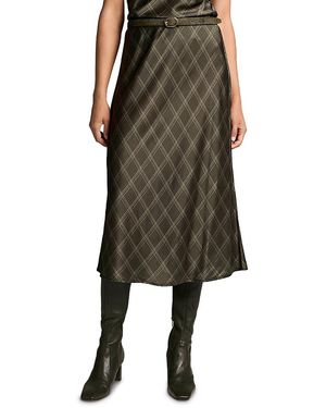 Vince Diamond Plaid Slip Skirt - Green