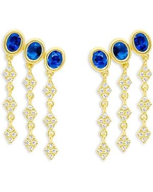 Meira T 14K Sapphire & Diamond Fringe Drop Earrings - Blue
